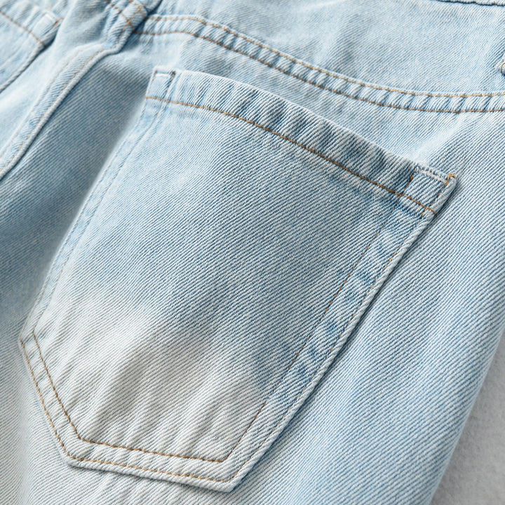 Damen Highwaist Cropped-Jeans mit geradem Schnitt und weitem Bein Drune