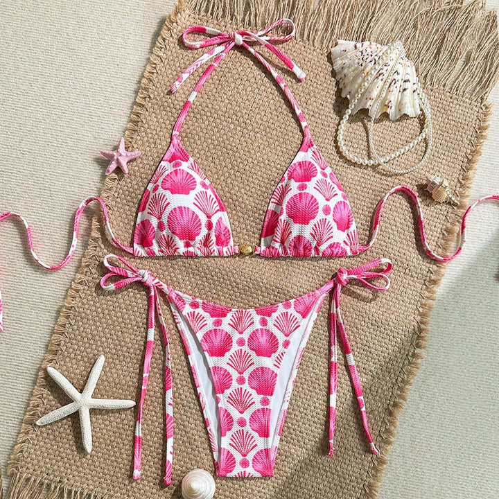 Damen Triangel-Bikini mit Muschel-Print und freundlichem Schnitt Drune