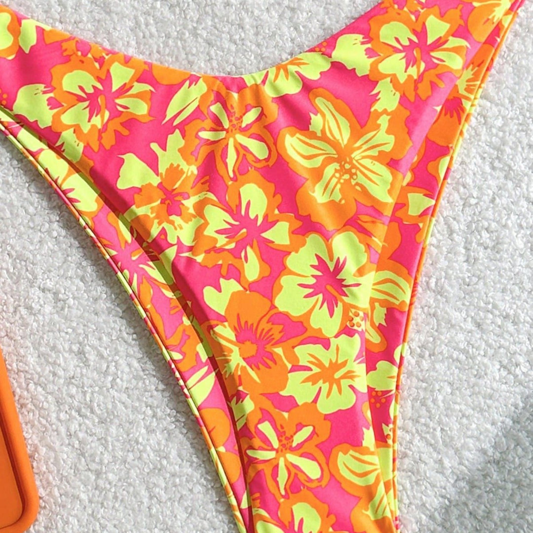 Damen Triangel-Bikini mit verspieltem Blumenmuster Drune