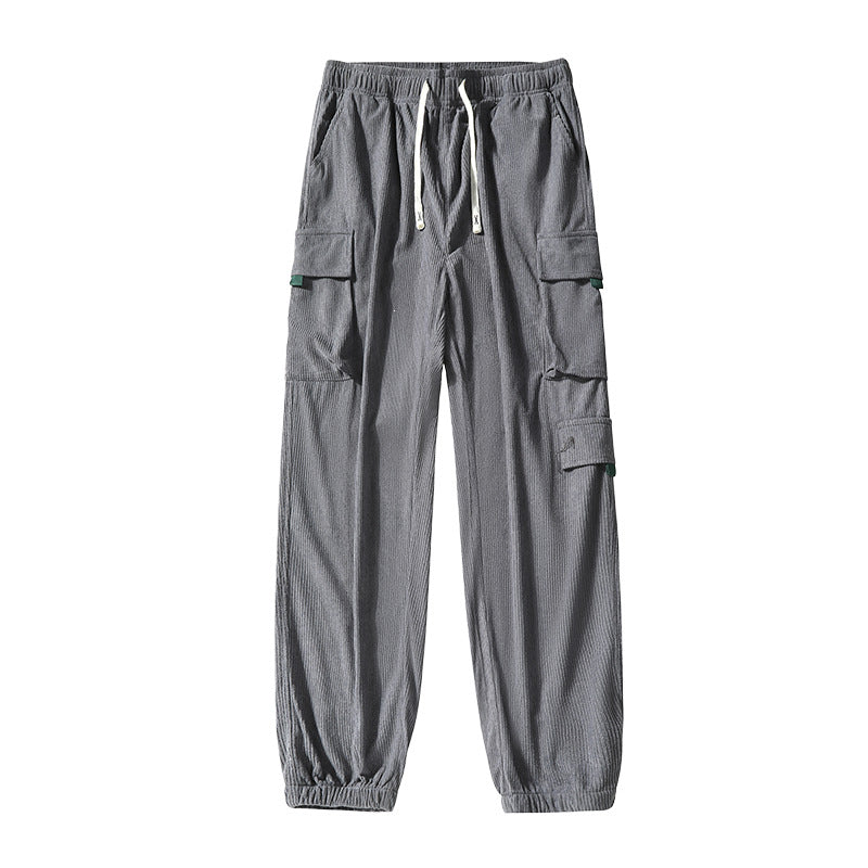 Herren Utility-Cargohose im Joggerstil aus strukturierter Baumwollmischung mit elastischem Bund & Mehrfachtaschen Drune