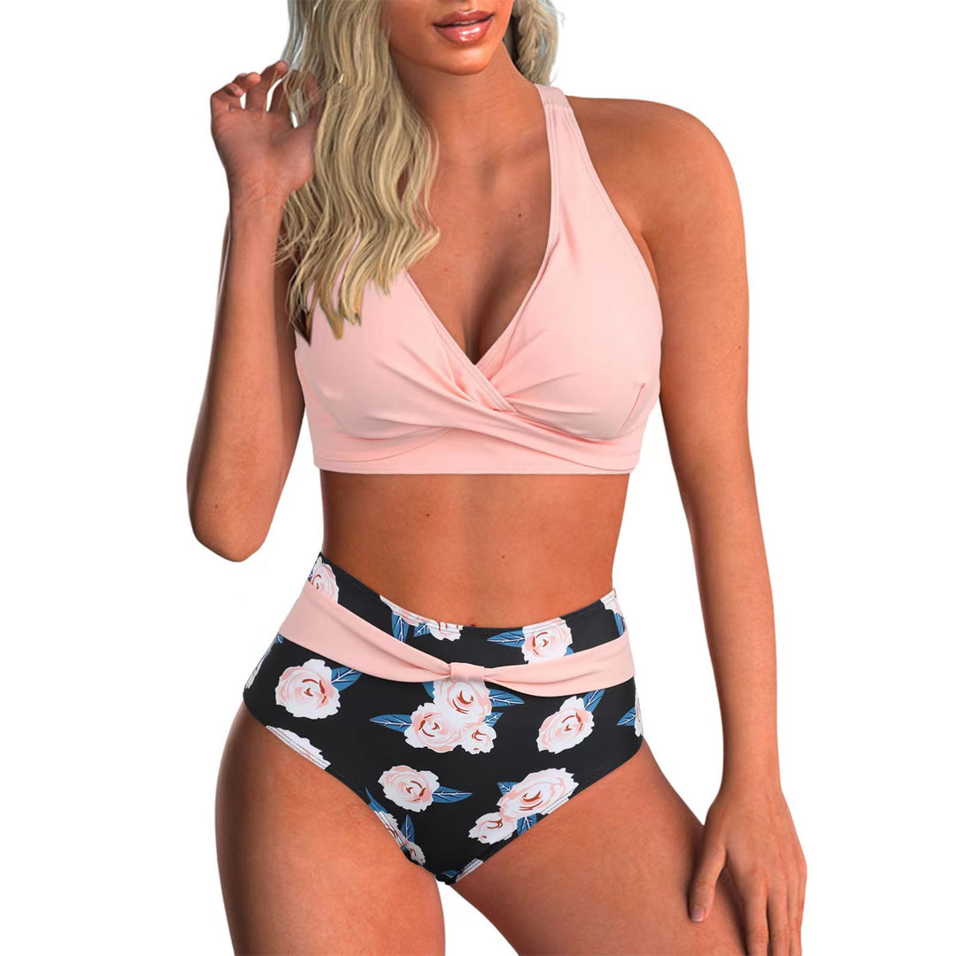 Damen Hochtailliertes Bikini-Set mit modischem Wickeldesign Drune