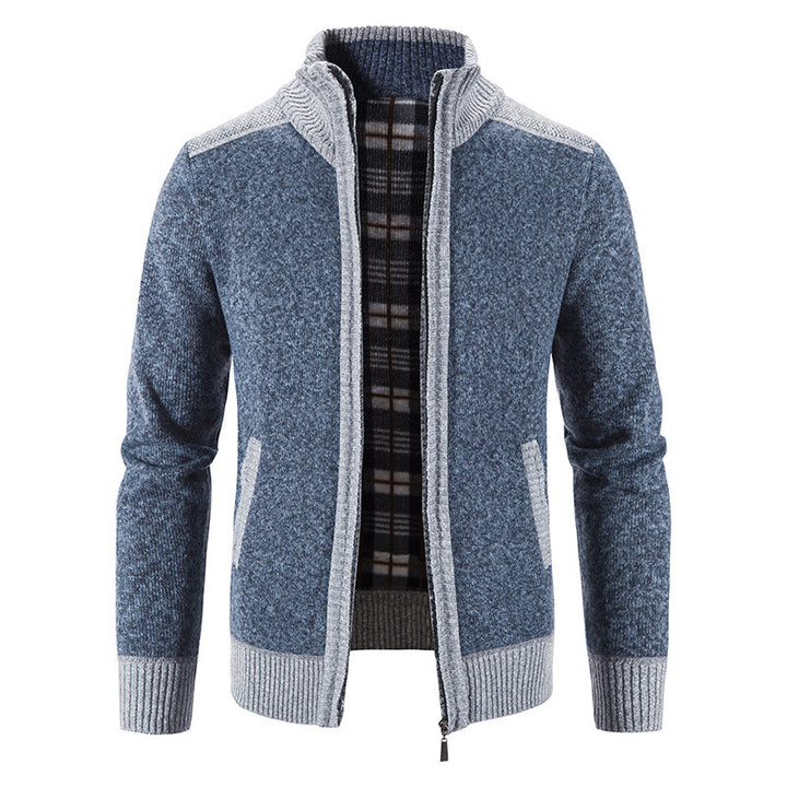 Herren Strickjacke mit modernem Stehkragen und strukturiertem Design Drune