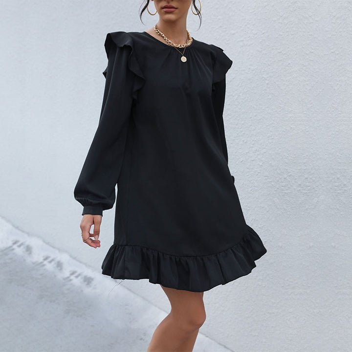 Damen Elegantes Kleid mit Rüschen Drune