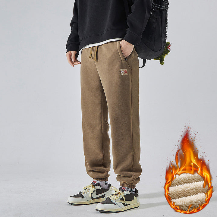 Herren Gefütterte Sweatpants mit Sherpa‑Innenfutter und elastischen Bündchen Drune