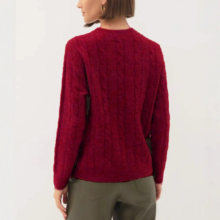 Damen Kabelstruktur‑Pullover im Zopfstrick mit Rundhalsausschnitt und nachhaltig weicher Wollmischung Drune