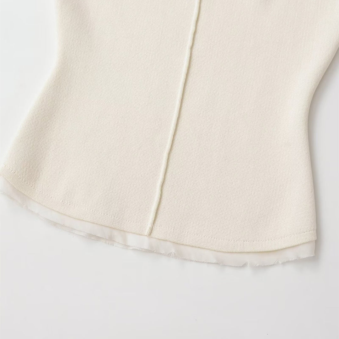 Damen figurbetontes kurzärmliges Shirt mit Rippstruktur Drune