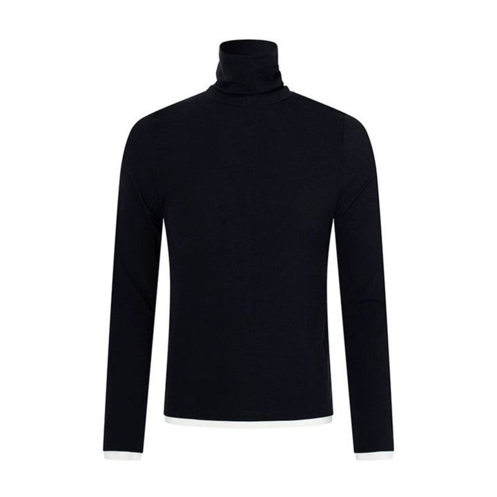 Herren Slim-Fit Rollkragen-Feinstrickshirt mit Melange-Jersey und Stretch Drune