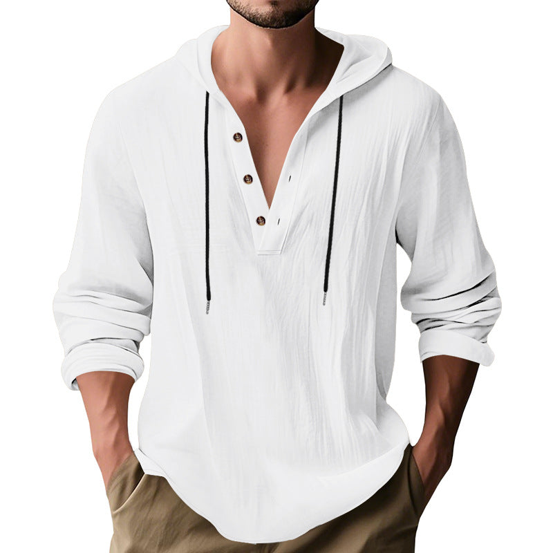 Herren nan lässiges Kapuzenshirt mit Knopfleiste und schmaler Passform Drune