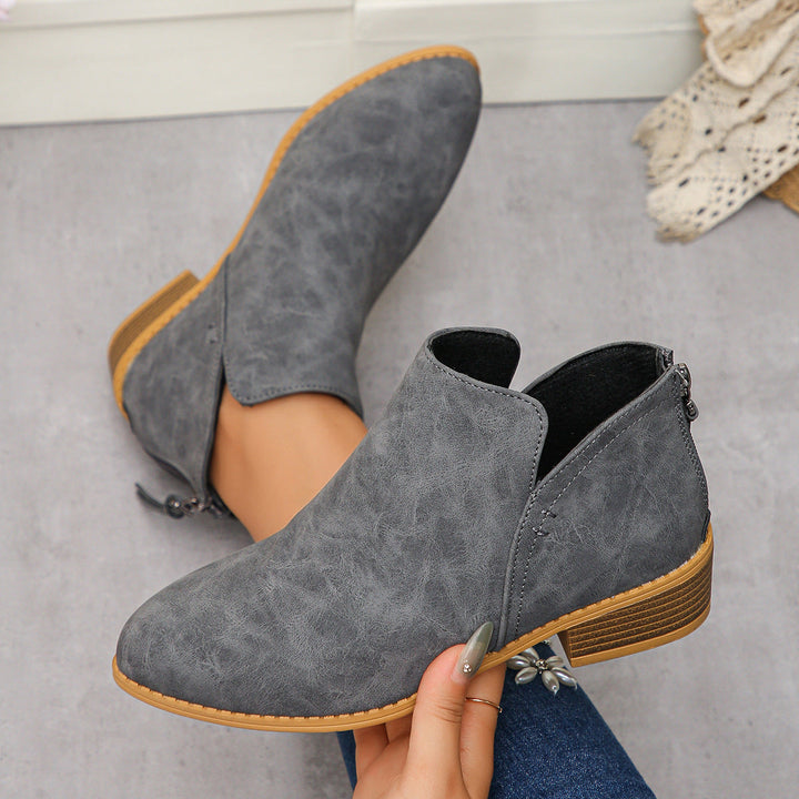 Damen modische Ankle Boots mit seitlichem Reißverschluss und geschmackvollem Design Drune