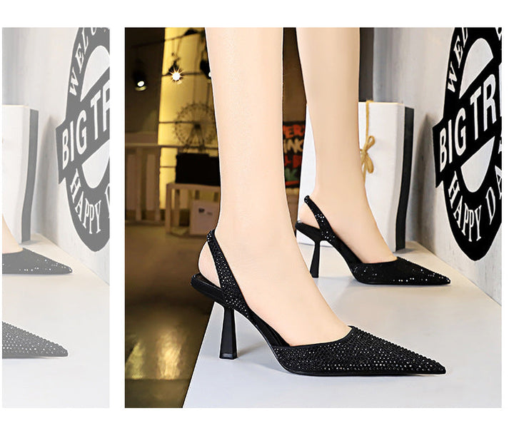 Damen Elegante Slingback-Pumps mit funkelnden Strassdetails und geschwungenem Absatz Drune