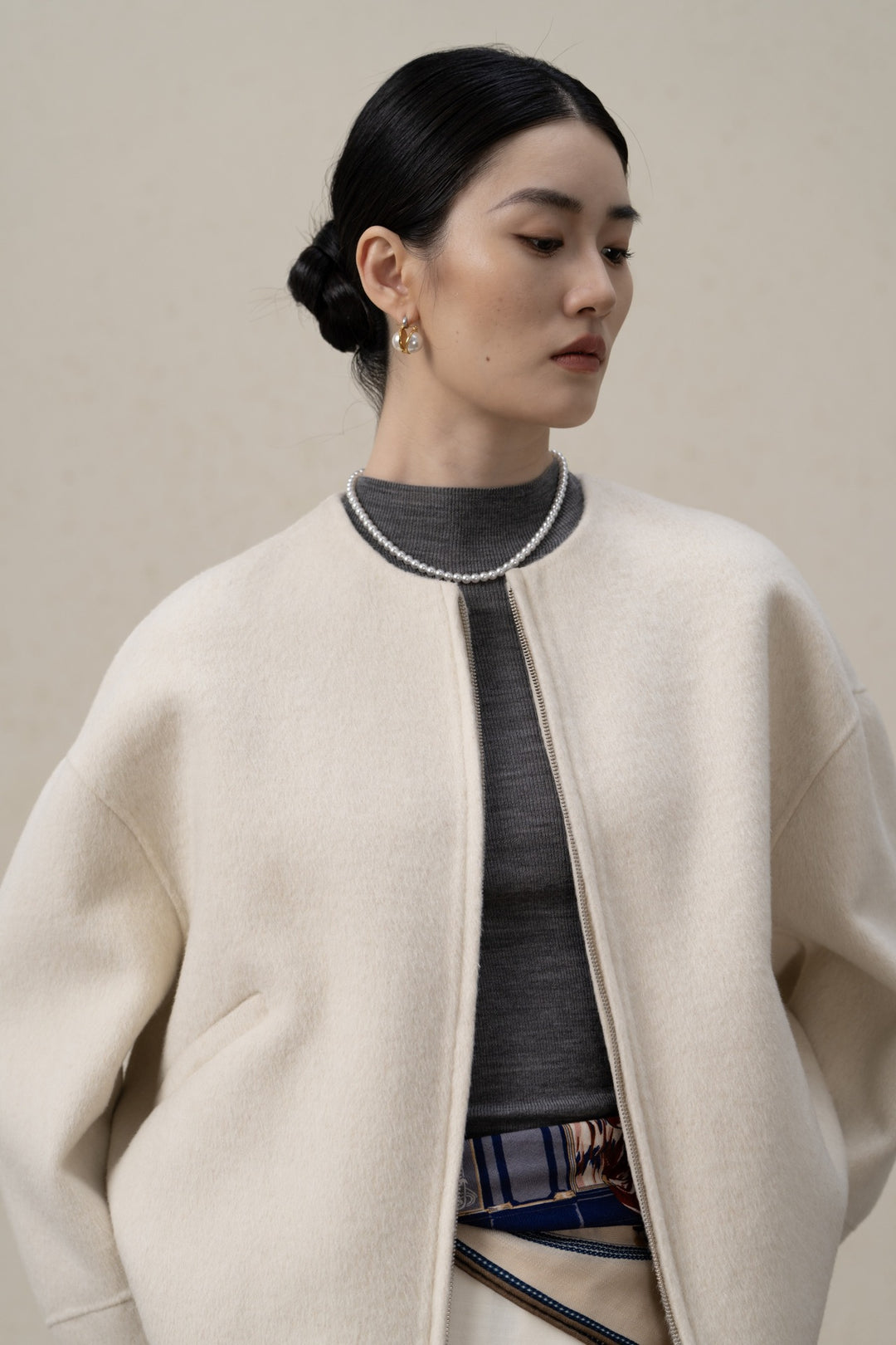 Damen Elegante Übergroße Wollmischung Jacke Drune