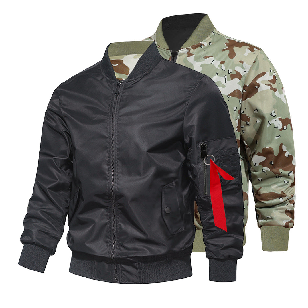 Men's  reversible lightweight insulated bomber jacket with sleeve utility pocket Drune