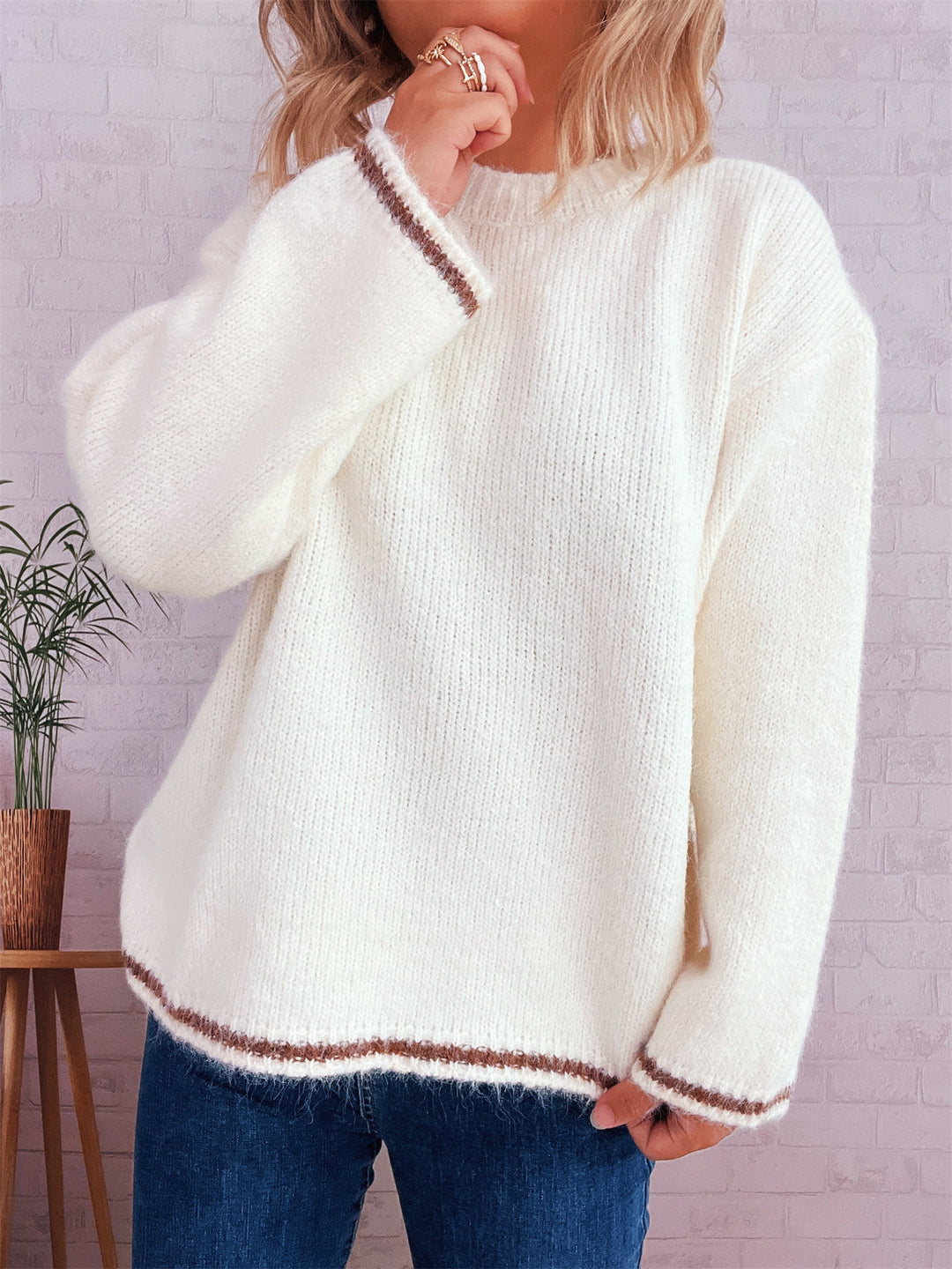 Damen Gemütlicher Strickpullover mit weichem Material und lässigem Schnitt Drune