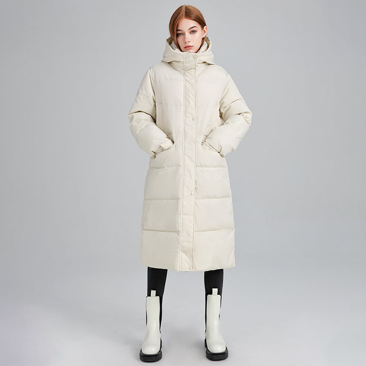 Damen Lange isolierte Winterjacke mit Kapuze und einzippbarem Kragen Drune