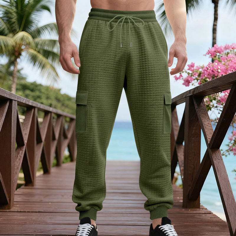 Herren Texturierte Cargo-Jogginghose mit Tunnelzug, aufgesetzten Klappentaschen und gerippten Bündchen Drune