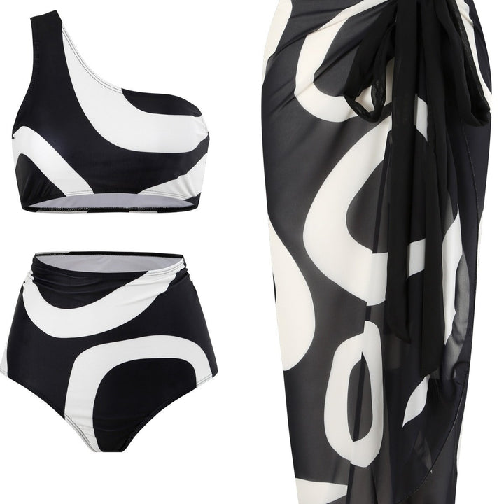 Damen Bikiniset mit asymmetrischem Oberteil und eleganter Wickel-Rock Drune