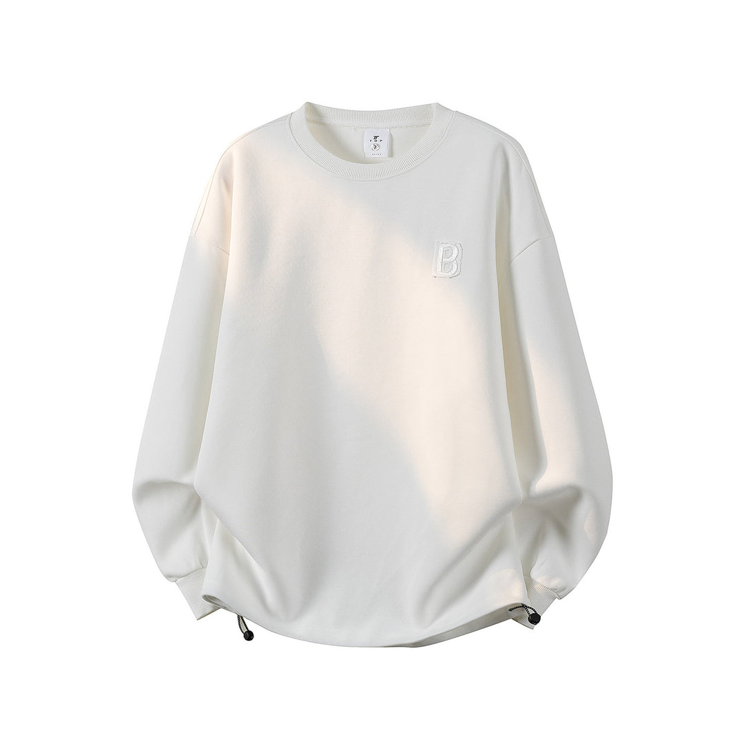 Damen Oversize-Sweatshirt mit gesticktem Schriftzug, abgerundetem Saum & überschnittener Schulter Drune