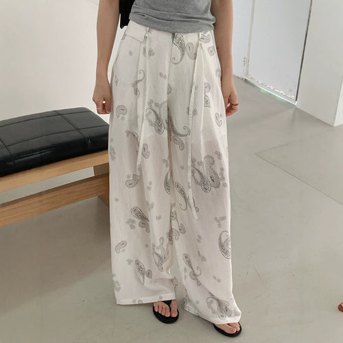 Damen Weite Leinenhose mit Paisleymuster Drune