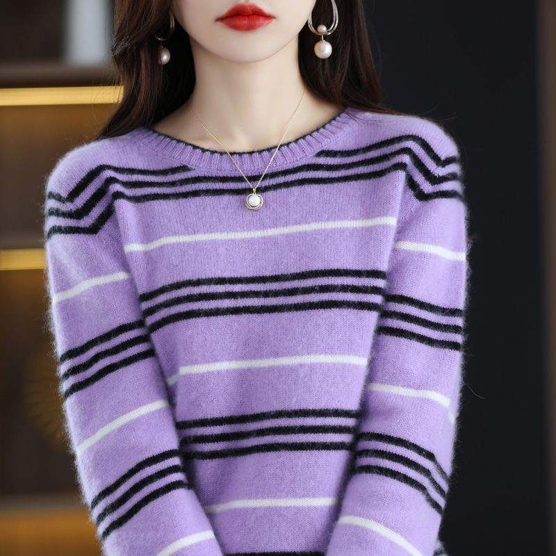 Damen moderner und gemütlicher Streifenpullover Drune