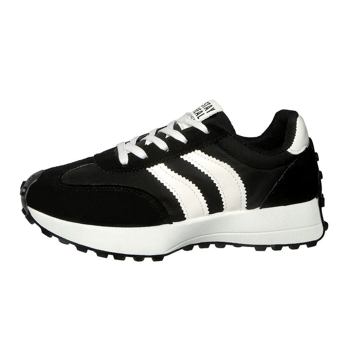 Damen nan retro-inspirierter Sneaker mit Wildleder-Overlays, Nylonoberteil und profilierter Waffelsohle Drune