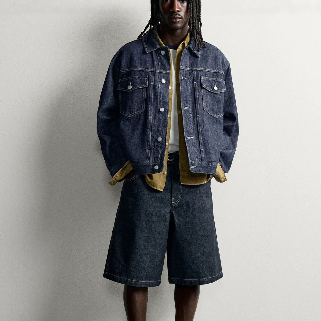Herren Boxy-Jeansjacke aus Denim mit überschnittener Schulter Drune