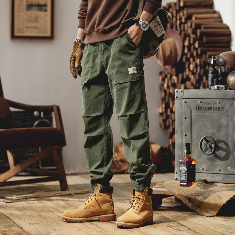 Herren Canvas‑Utility‑Jogger mit verstärkten Kniepaneelen, Klapptaschen und elastischem Knöchelsaum Drune