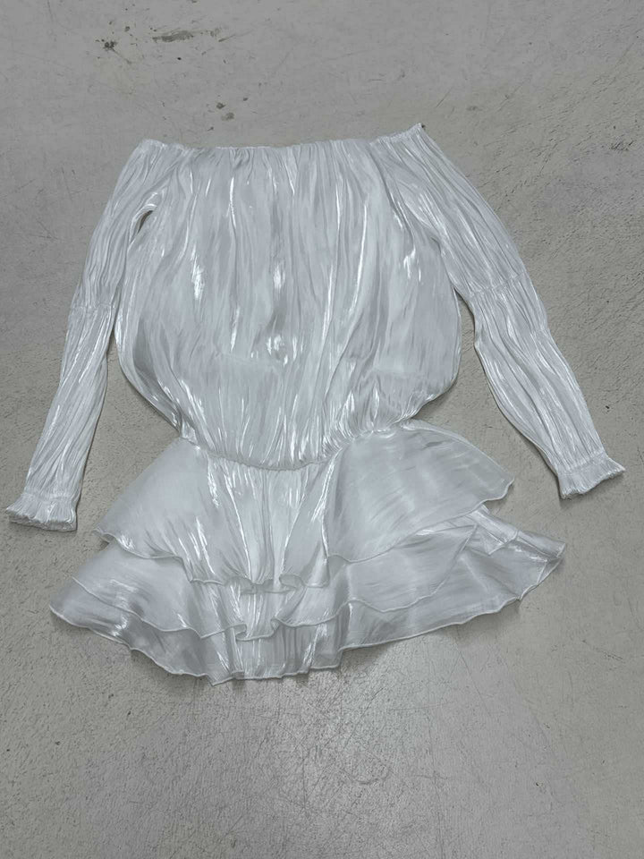 Damen luftiges Off-Shoulder Kleid mit Rüschenschnitt Drune