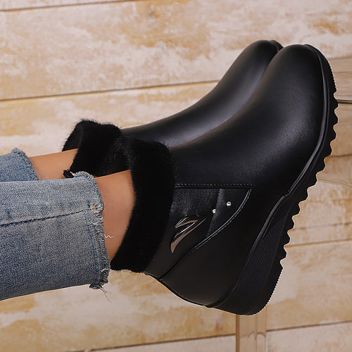 Damen Wedge-Stiefeletten mit weichem Innenfutter und modischem Reißverschluss Drune