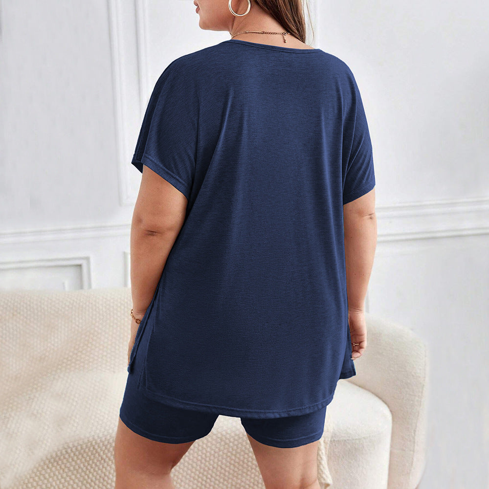 Damen bequemer Lounge-Set mit T-Shirt und Shorts Drune