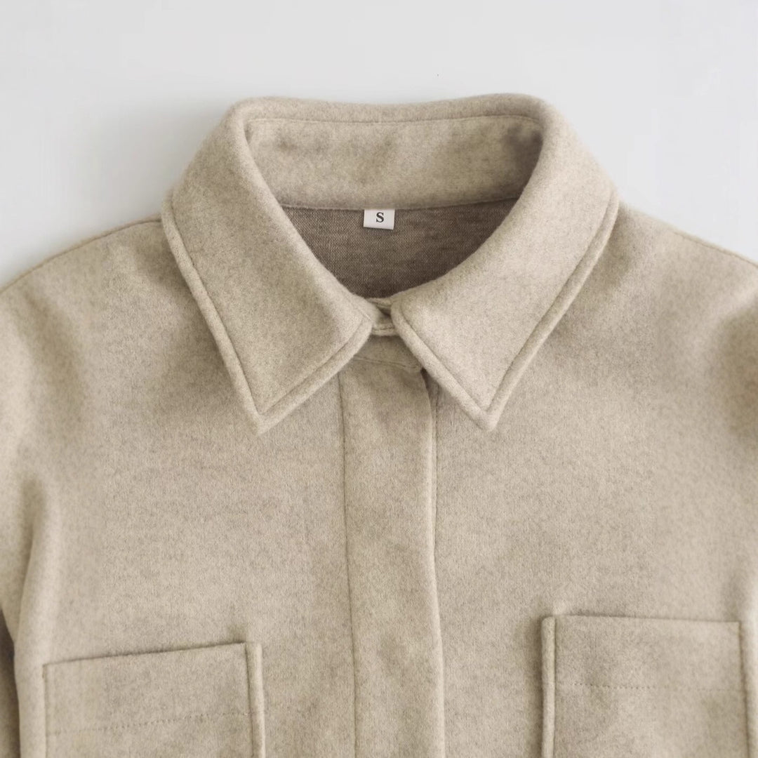 Damen Oversized Hemdjacke aus hochwertigem Wollmix mit praktischen Taschen Drune