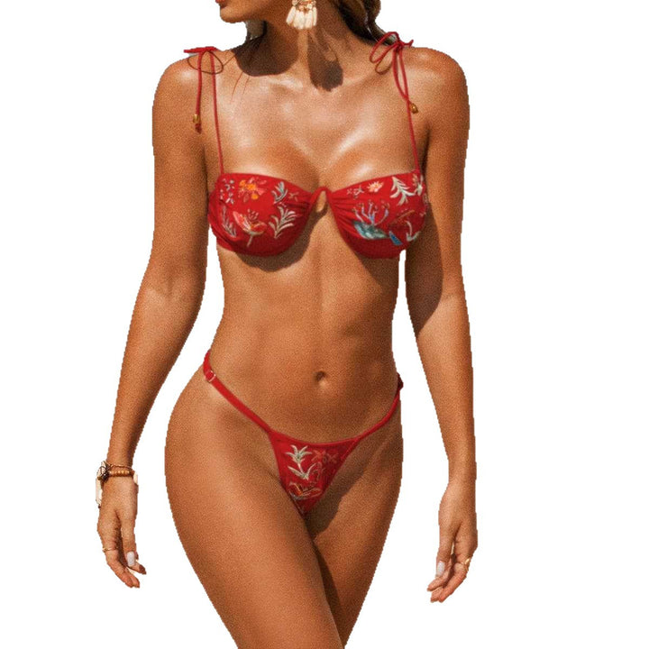 Damen Bunt bestickter Bikini Drune
