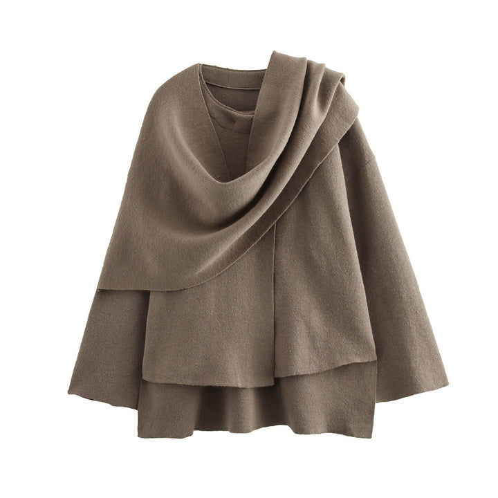 Damen asymmetrische ponchoartige Jacke aus weichem Material Drune