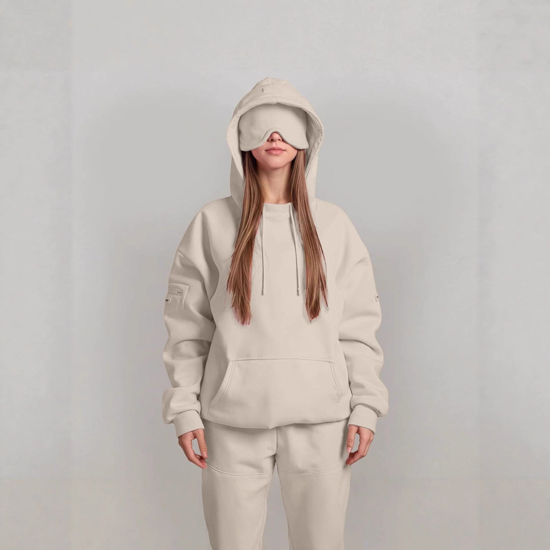 Damen Kapuzenpullover mit integriertem Schlafmasken-Design Drune