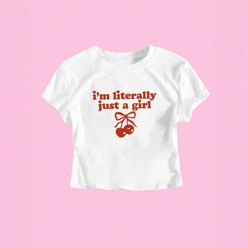 Damen Crop-T-Shirt mit frechem Kirschmotiv und verspielt künstlerischem Design Drune
