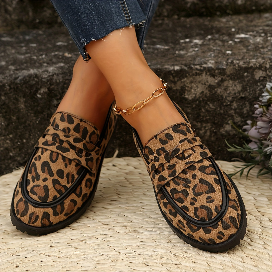 Damen Mokassin-Schuhe mit modischem Leopardenmuster und bequemem Fußbett Drune