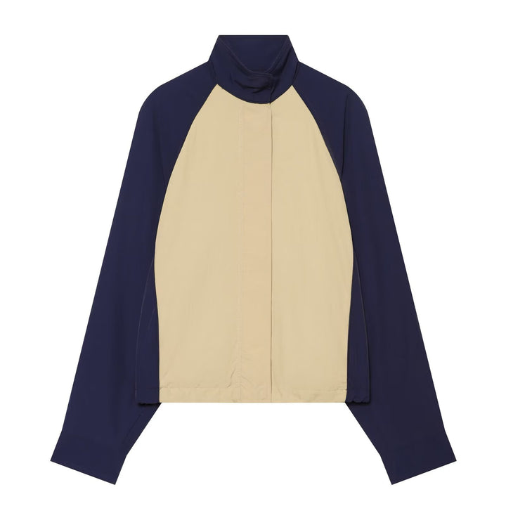 Damen Leichter Colorblock Windbreaker mit Stehkragen und Raglanärmeln Drune