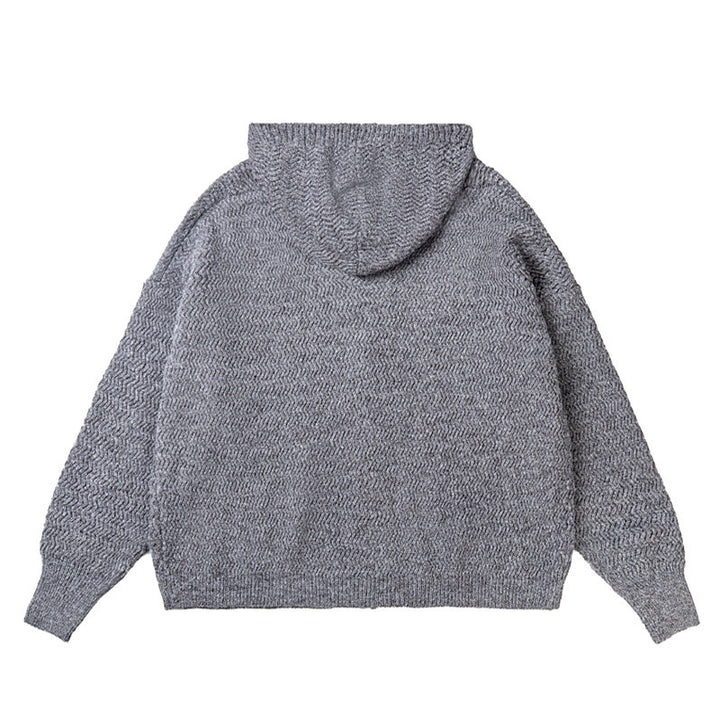 Unisex Strick-Kapuzenjacke mit Strukturmuster und durchgehendem Reißverschluss Drune