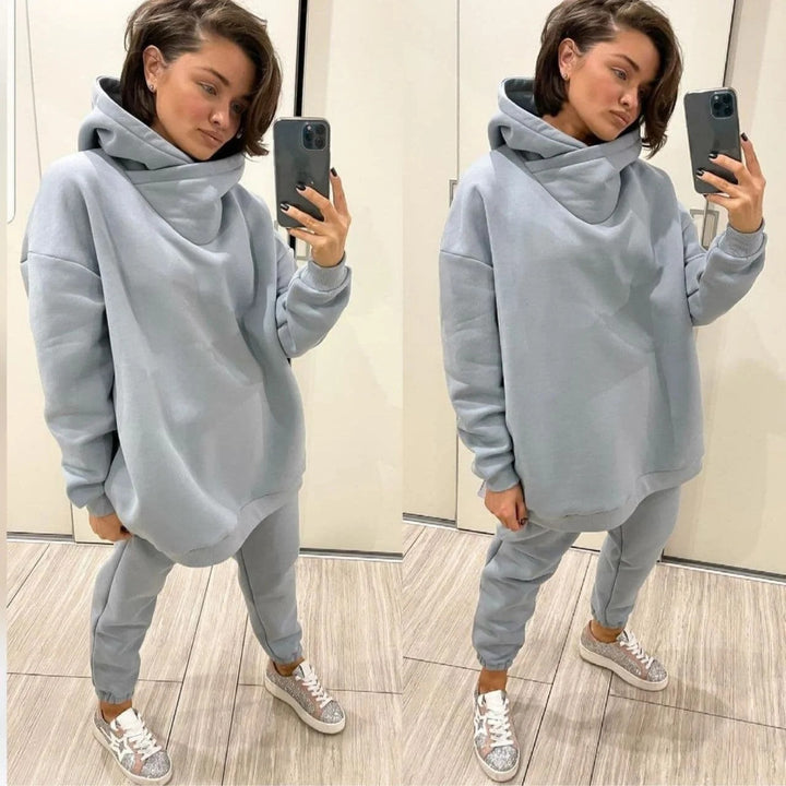 Damen nan Oversize-Hoodie-Set mit Schlauchkragen und thermogefütterter Jogginghose Drune