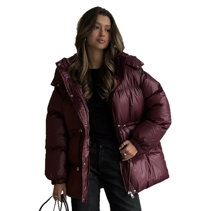 Damen gesteppte Steppjacke mit Taillenzug und Kapuze Drune