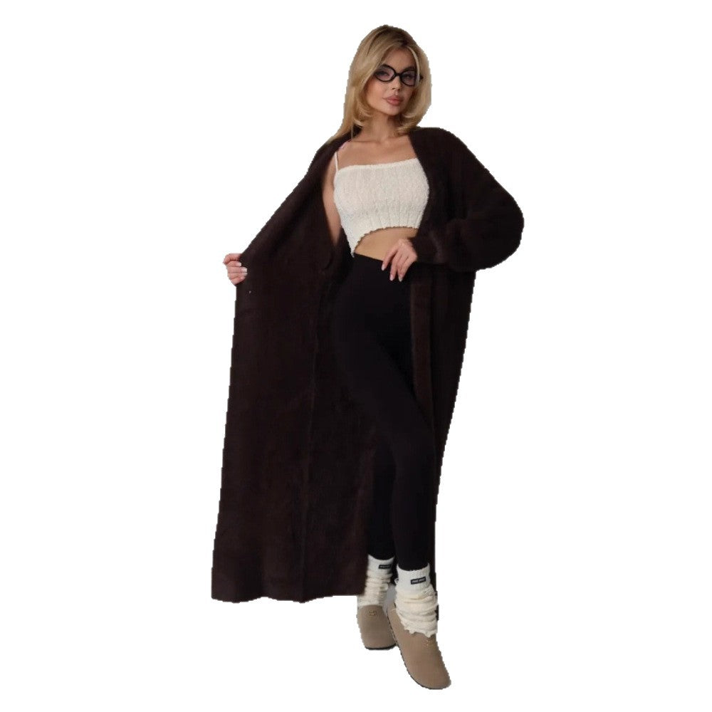 Damen Langer Wollmantel Drune