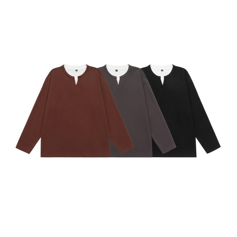 Unisex Oversize-Sweatshirt mit Notch-Ausschnitt und kontrastiertem Kragen-Einsatz Drune