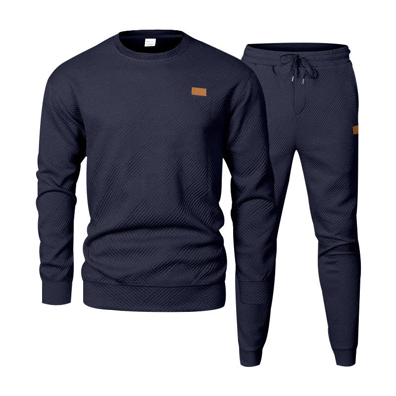 Herren Feinstrukturiertes Lounge-Set mit Rundhals-Pullover & schmaler Jogginghose Drune