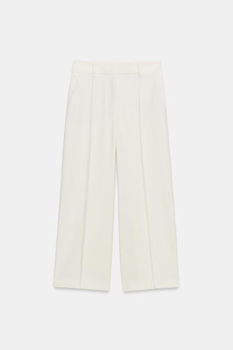 Damen Elegante High‑Waist Culotte‑Hose mit Bügelfalte und verdecktem Reißverschluss Drune