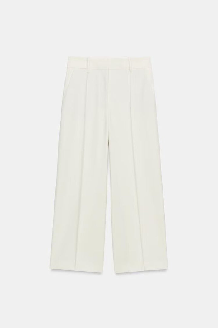 Damen Elegante High‑Waist Culotte‑Hose mit Bügelfalte und verdecktem Reißverschluss Drune