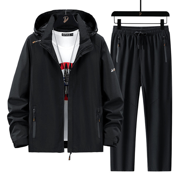 Herren Tragbare Outdoor-Jacke mit sportlichen Jogginghosen Drune