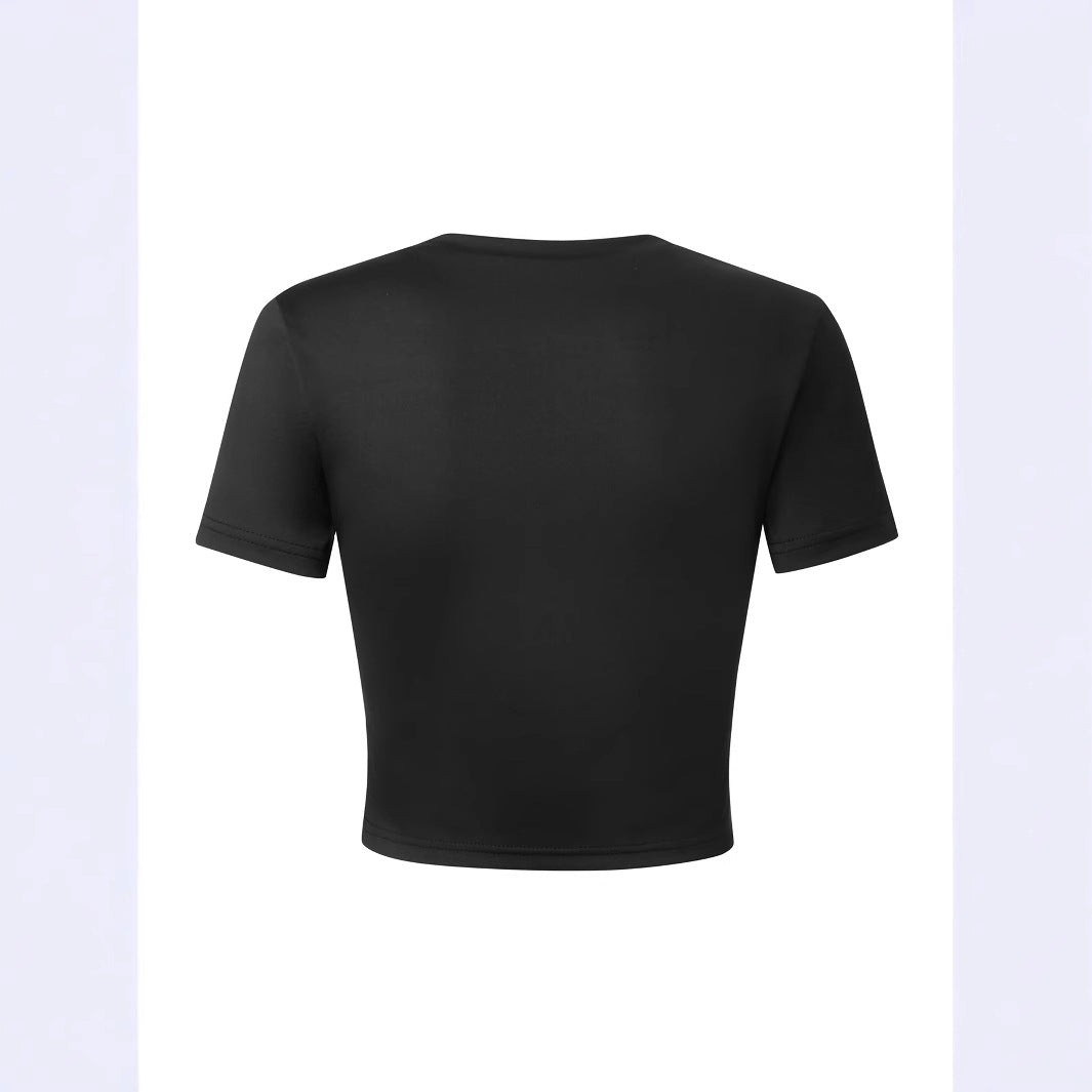 Damen Crop-T-Shirt mit auffälligem Statementdruck Drune