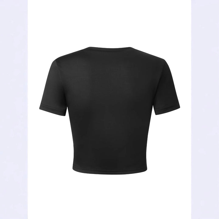 Damen Crop-T-Shirt mit auffälligem Statementdruck Drune