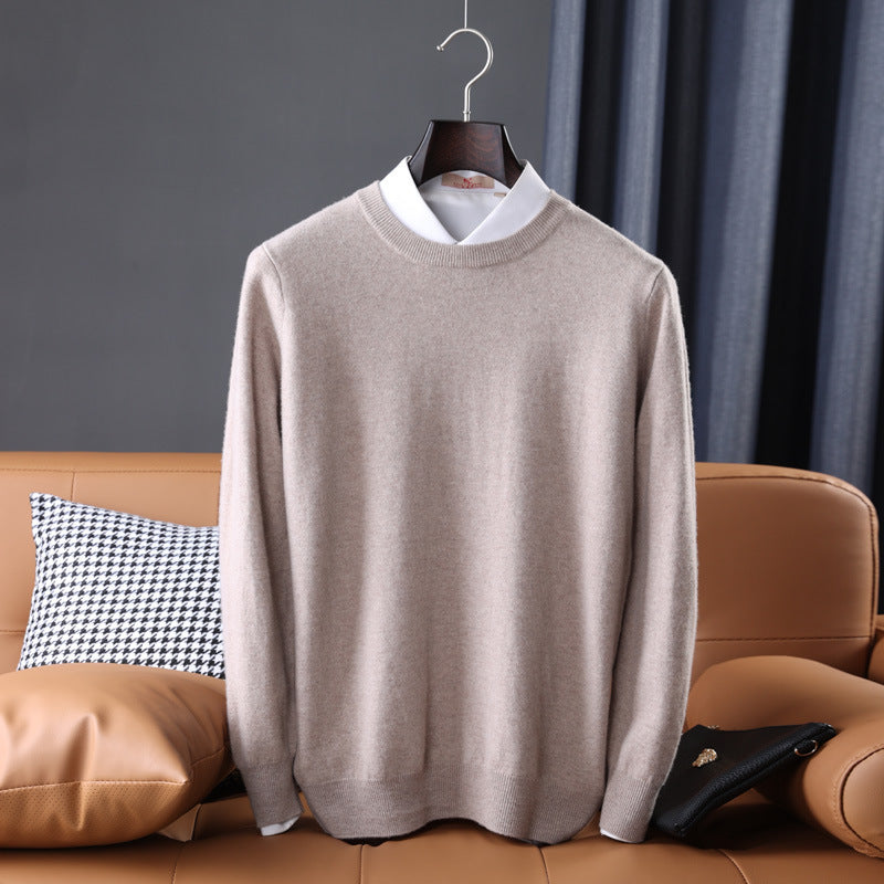 Herren Slim-Fit Rundhalspullover aus feinem Kaschmir-Mix mit dezenter Rippenkante Drune