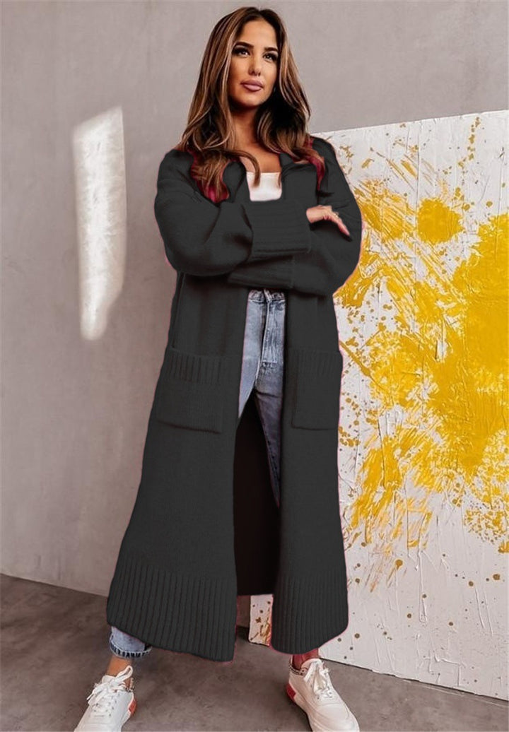 Damen lässiger Strickmantel mit tiefen Taschen und offenem Schnitt Drune