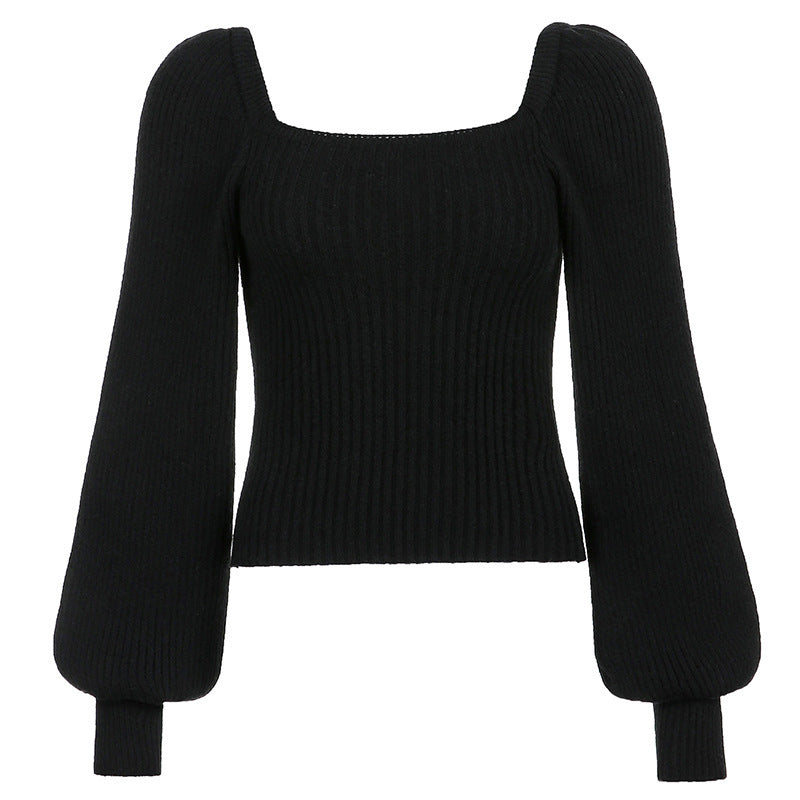 Damen Cropped Pullover mit voluminösen Ärmeln und Rippstruktur Drune